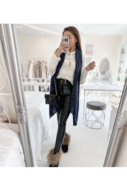 Khalil tamsiai mėlynas taškuotas šalikas