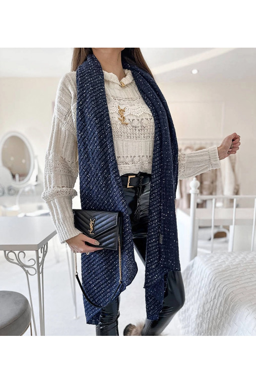 Khalil tamsiai mėlynas taškuotas šalikas