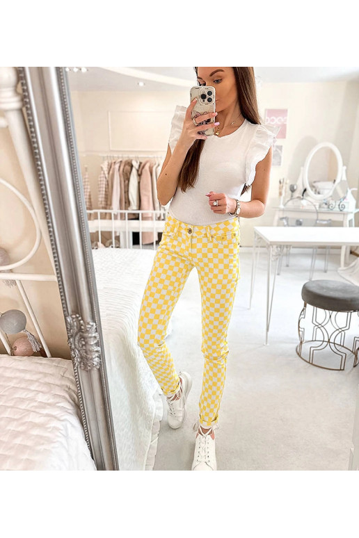 Geltonos Bler languoto audinio kelnės