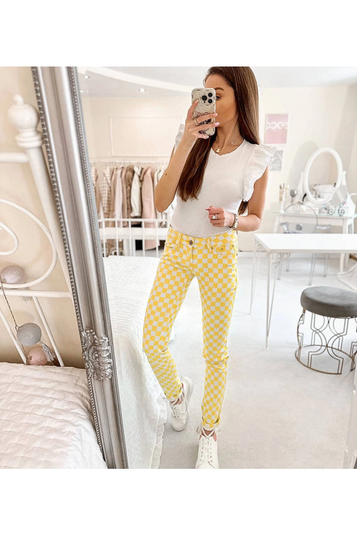 Geltonos Bler languoto audinio kelnės