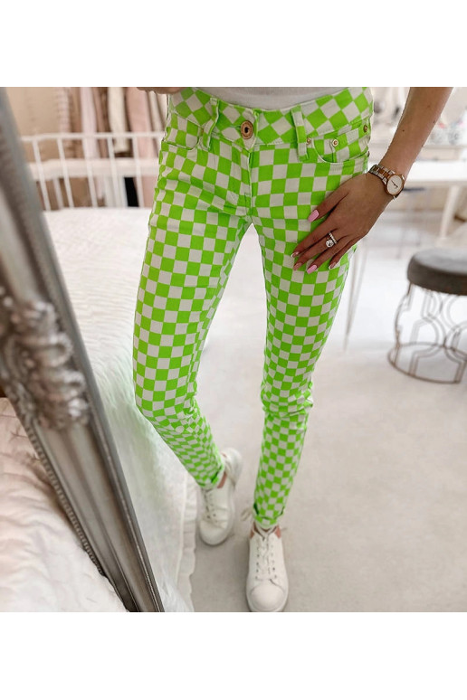 Žalios Bler languoto audinio kelnės