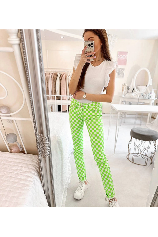 Žalios Bler languoto audinio kelnės