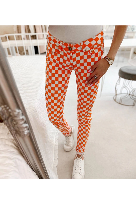 Oranžinės Bler languoto audinio kelnės