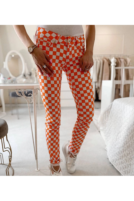 Oranžinės Bler languoto audinio kelnės