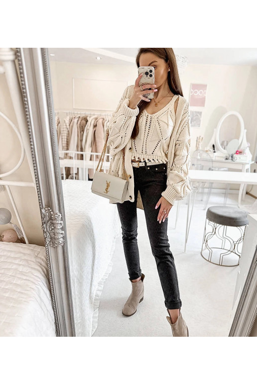 Pilkos spalvos Chevrette audinio kelnės