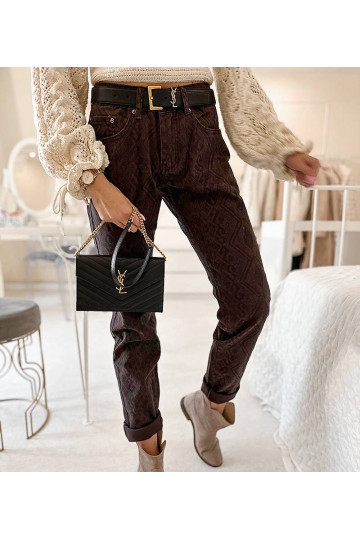 Tamsiai rudos kelnės su...