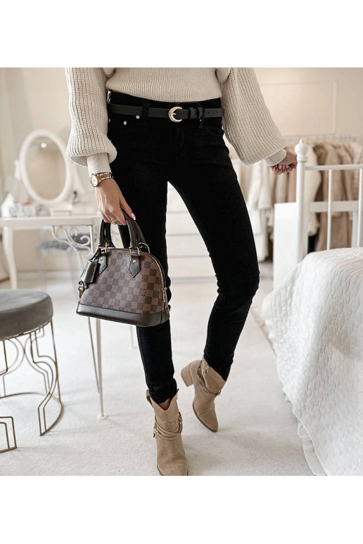 Juodos audinio kelnės su Sylvain diržu