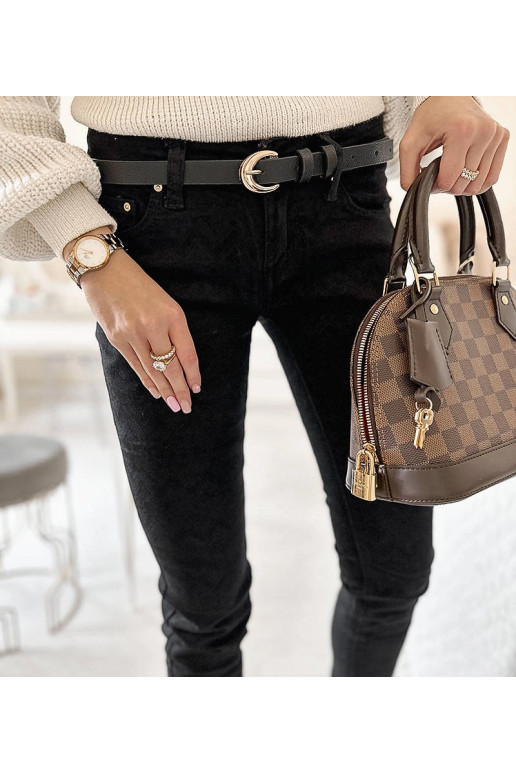 Juodos audinio kelnės su Sylvain diržu