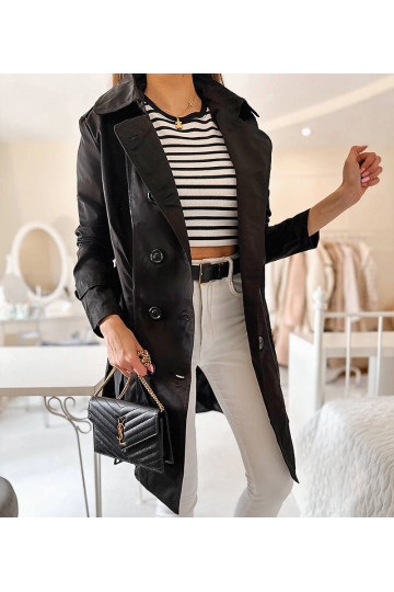 Juodas Trench paltas su...