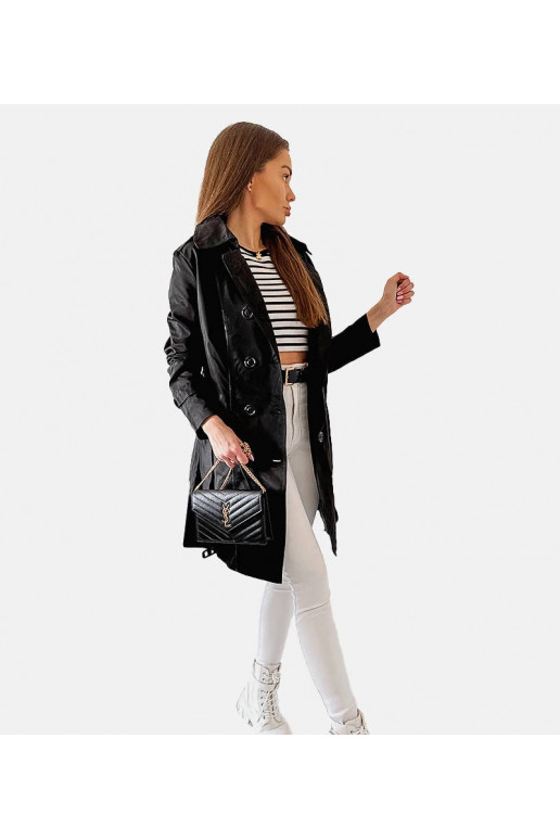 Juodas Trench paltas su Belt Royale Juodas Trench paltas su Belt Royale