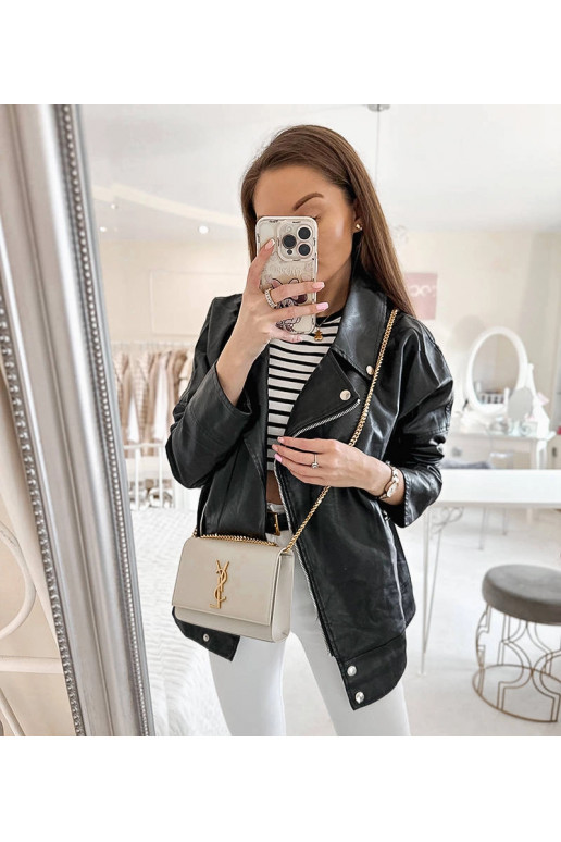 Juoda baikerio striukė, eko oda, Quennel