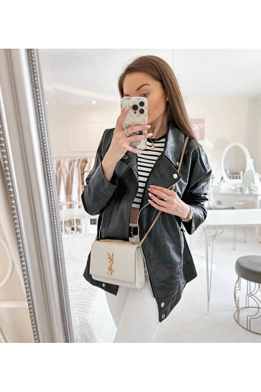 Juoda baikerio striukė, eko oda, Quennel