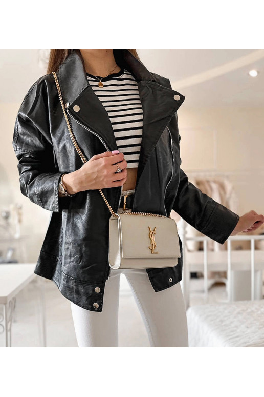 Juoda baikerio striukė, eko oda, Quennel