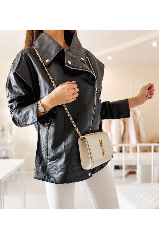 Juoda baikerio striukė, eko oda, Quennel