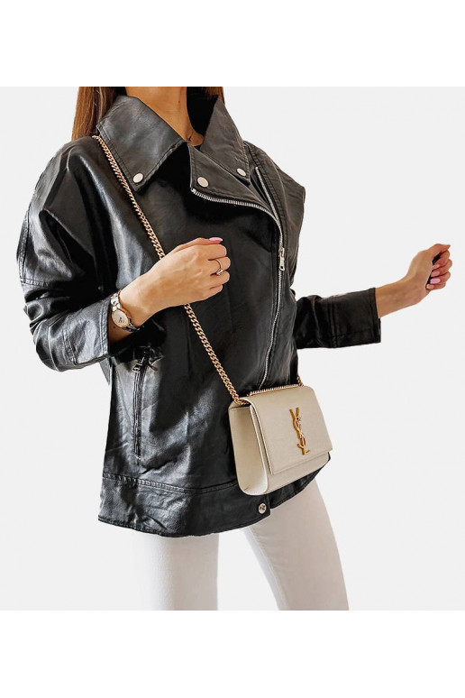 Juoda baikerio striukė, eko oda, Quennel