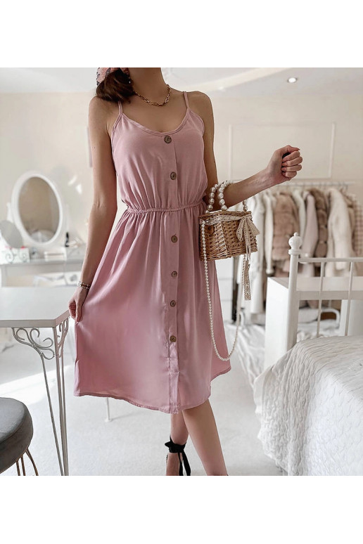 Aubin rožinė suknelė su petnešėlėmis