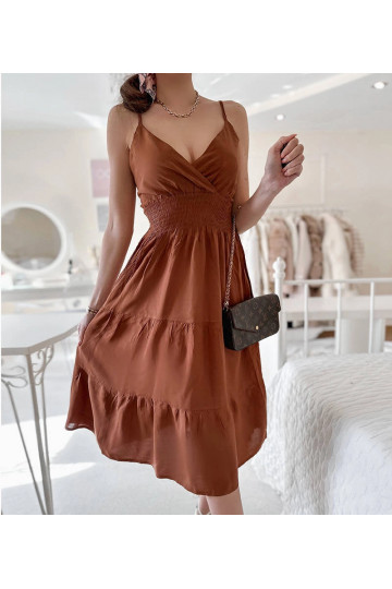 Ruda platėjanti suknelė Yvon