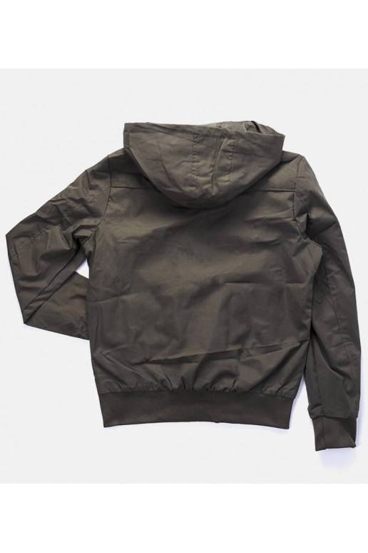 Žalia vyriška vėjo striukė su gobtuvu