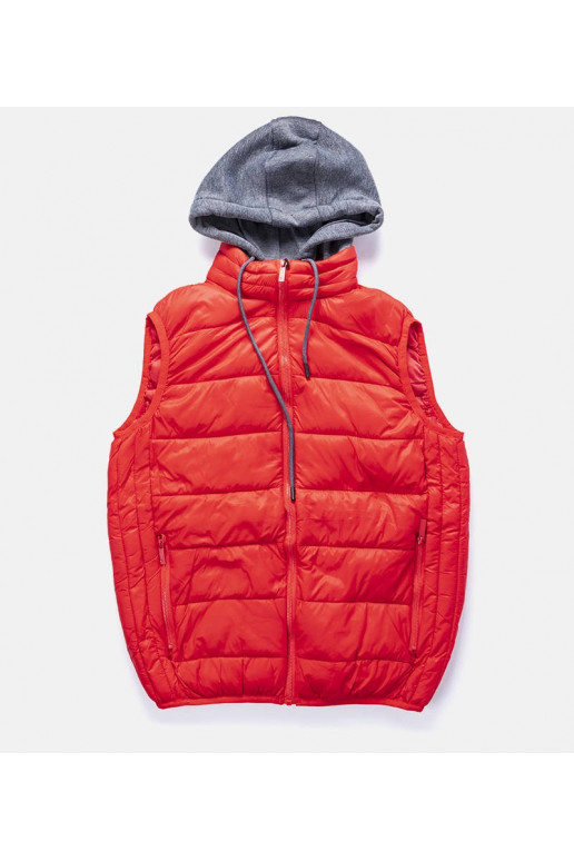 Raudona liemenė su megztinio gobtuvu...