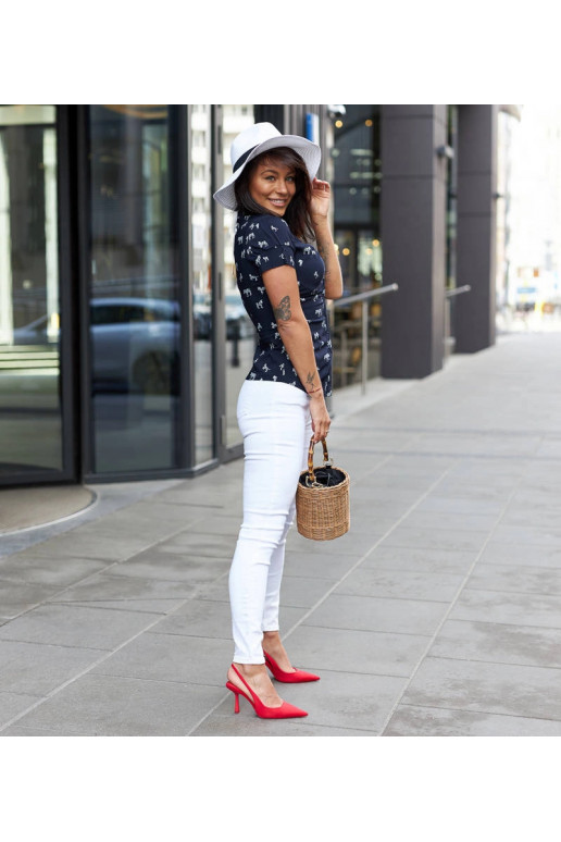 Tamsiai mėlyni moteriški marškinėliai...