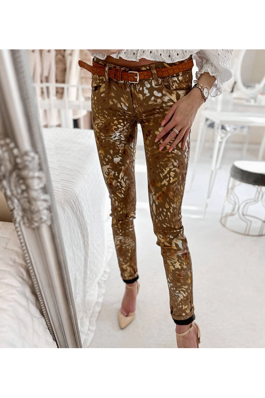 Smėlio spalvos kelnės su auksiniu...