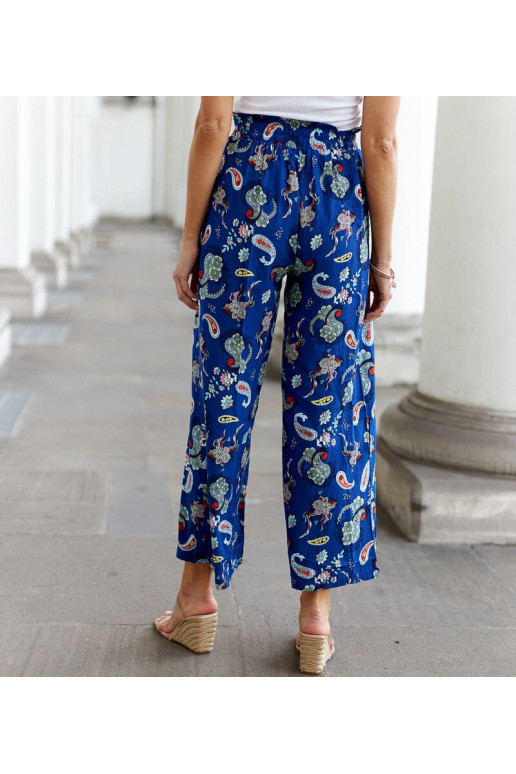 Palermo mėlynos, plačios gėlėtos kelnės Palermo mėlynos, plačios gėlėtos kelnės
