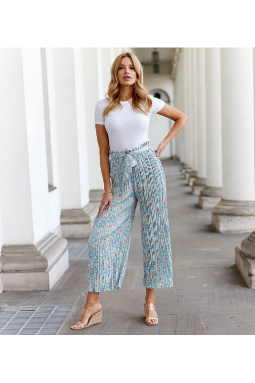 Žalios gėlėtos klostuotos kelnės...