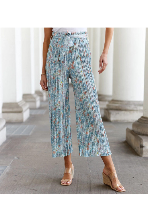 Žalios gėlėtos klostuotos kelnės...