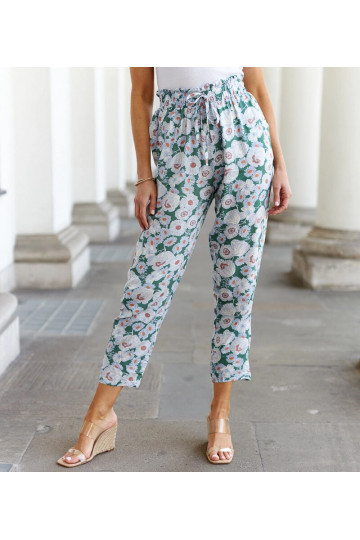 Žalios gėlėtos kelnės Minoprio 2