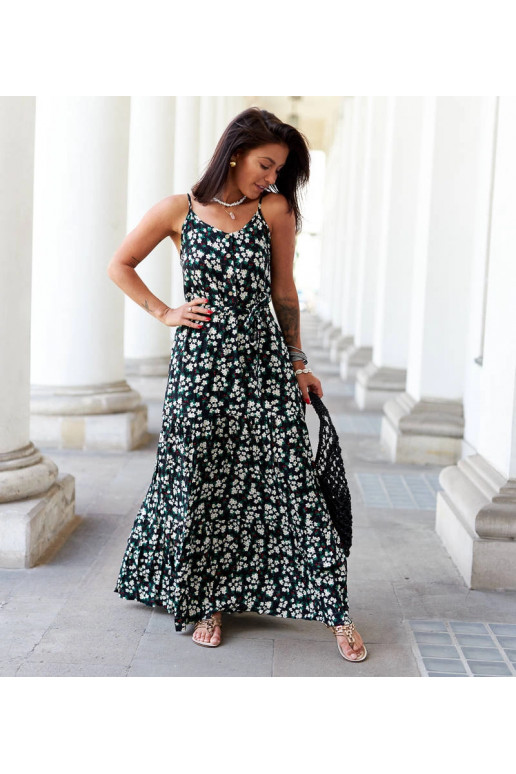 Juoda gėlėta suknelė Camnago Juoda gėlėta suknelė Camnago