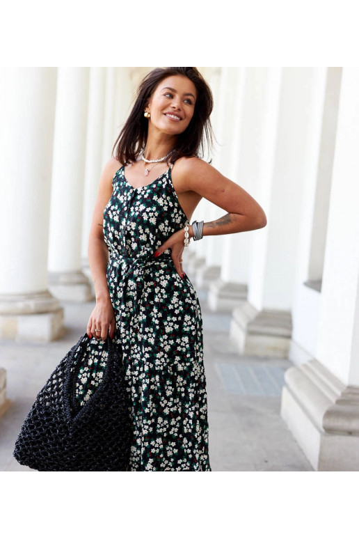 Juoda gėlėta suknelė Camnago Juoda gėlėta suknelė Camnago