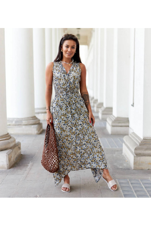 Tamsiai mėlyna gėlėta suknelė Napolitano Tamsiai mėlyna gėlėta suknelė Napolitano