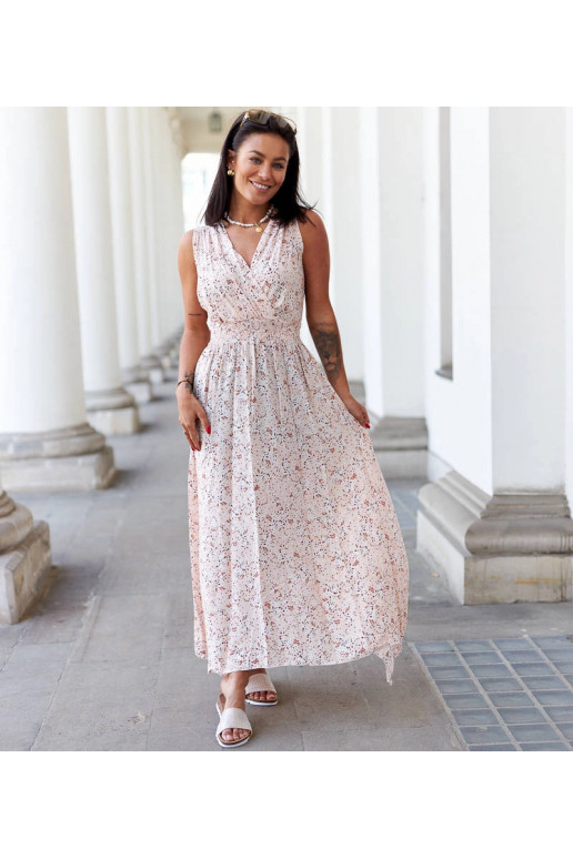 Smėlio spalvos gėlėta suknelė Napolitano Smėlio spalvos gėlėta suknelė Napolitano