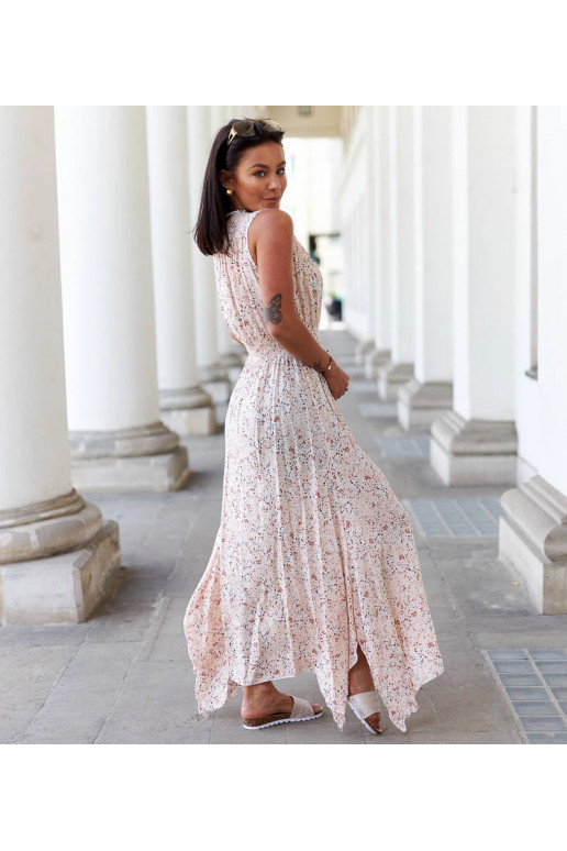 Smėlio spalvos gėlėta suknelė Napolitano Smėlio spalvos gėlėta suknelė Napolitano