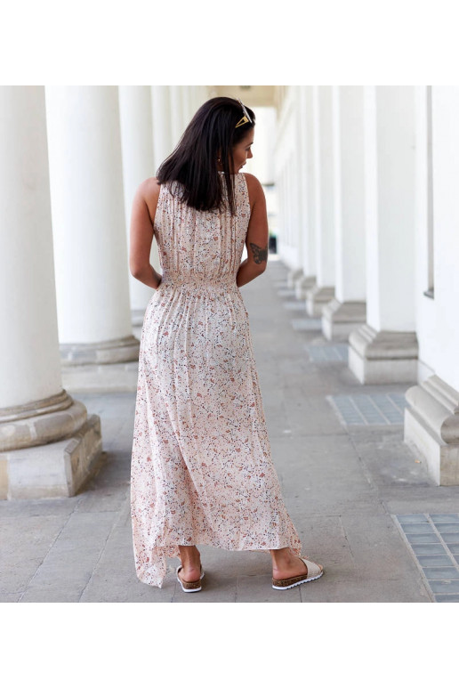 Smėlio spalvos gėlėta suknelė Napolitano Smėlio spalvos gėlėta suknelė Napolitano