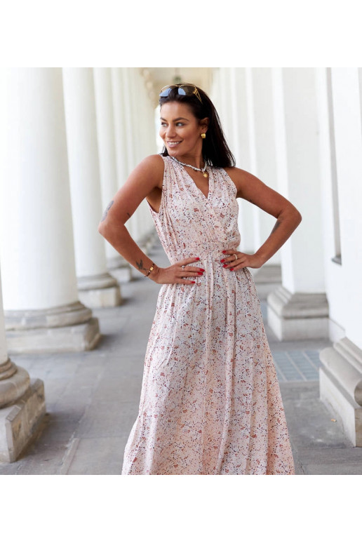 Smėlio spalvos gėlėta suknelė Napolitano Smėlio spalvos gėlėta suknelė Napolitano