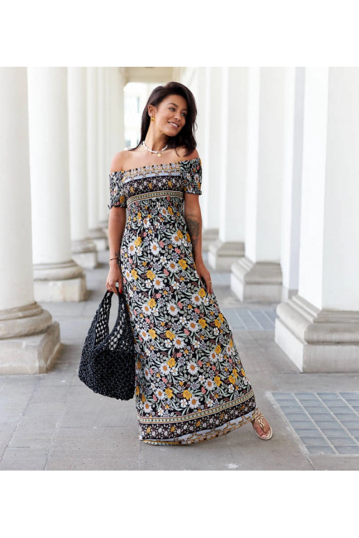 Juoda raštuota Delfino suknelė Juoda raštuota Delfino suknelė