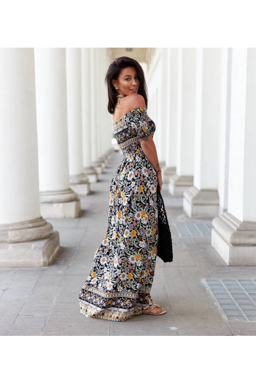 Juoda raštuota Delfino suknelė Juoda raštuota Delfino suknelė