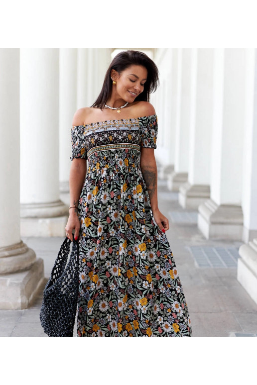 Juoda raštuota Delfino suknelė Juoda raštuota Delfino suknelė