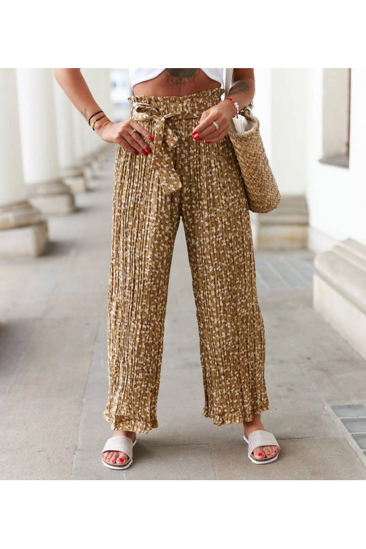 Rudos Berbenno plačios klostuotos kelnės Rudos Berbenno plačios klostuotos kelnės