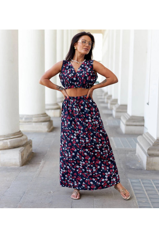 Navy gėlėtas viršaus ir sijono...