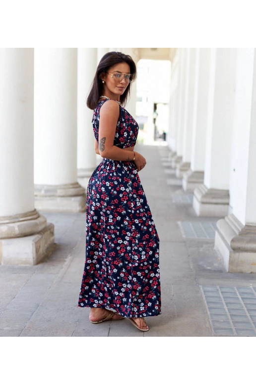 Navy gėlėtas viršaus ir sijono...