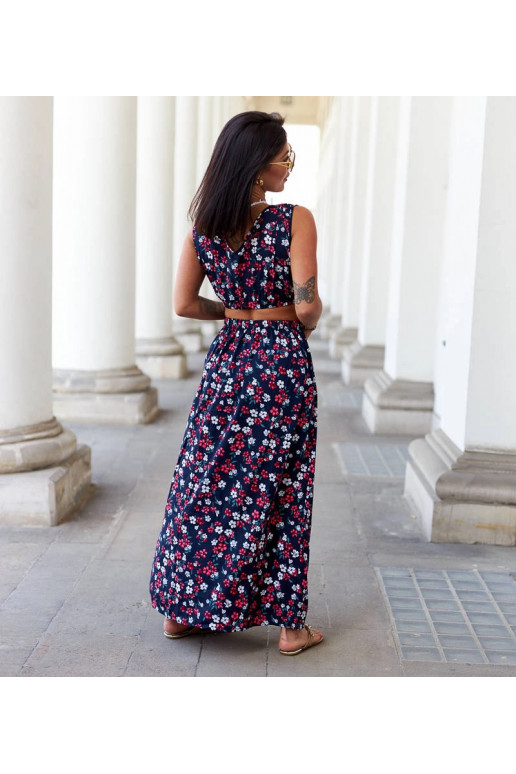 Navy gėlėtas viršaus ir sijono...