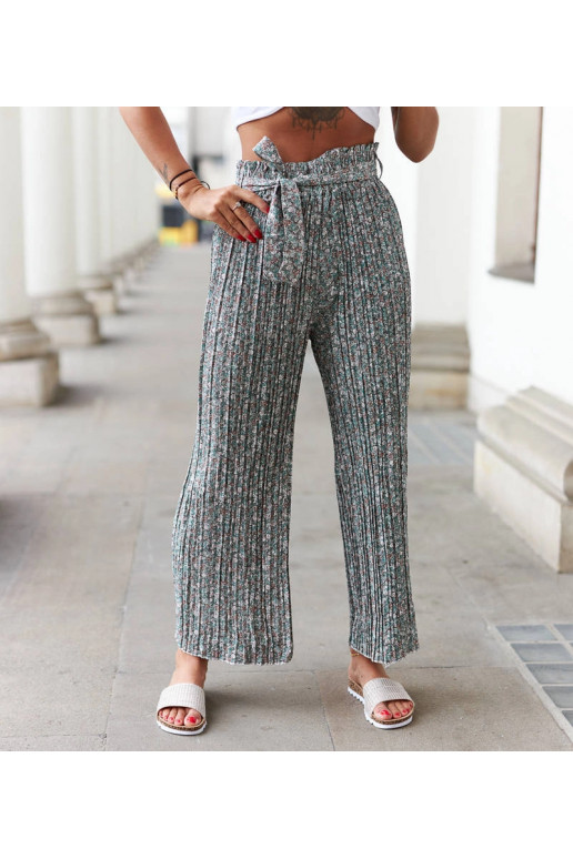 Žalios klostuotos kelnės Trevisano Žalios klostuotos kelnės Trevisano