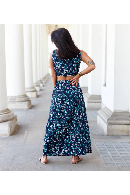 Tamsiai mėlynas viršaus ir sijono...