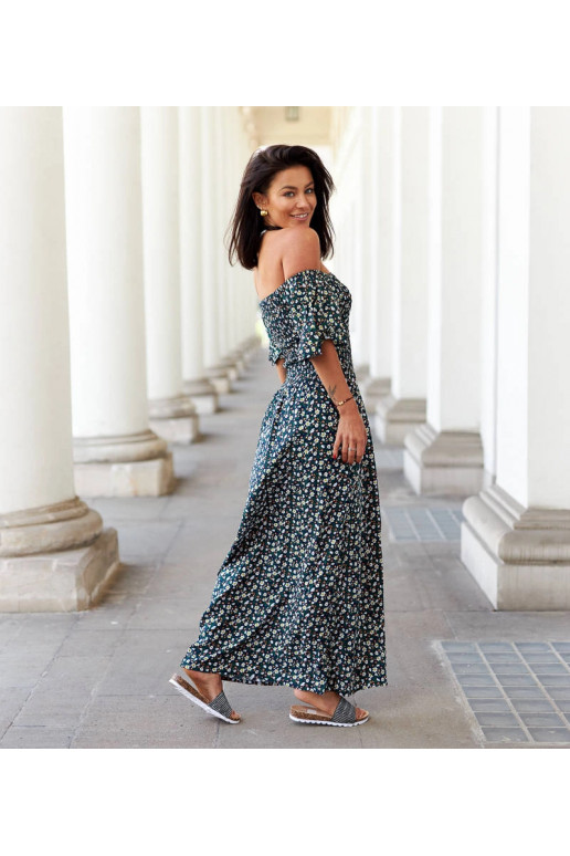 Juoda gėlėta maxi suknelė Marcello Juoda gėlėta maxi suknelė Marcello