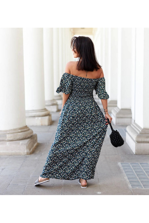 Juoda gėlėta maxi suknelė Marcello Juoda gėlėta maxi suknelė Marcello