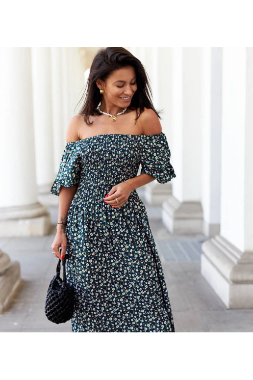 Juoda gėlėta maxi suknelė Marcello Juoda gėlėta maxi suknelė Marcello