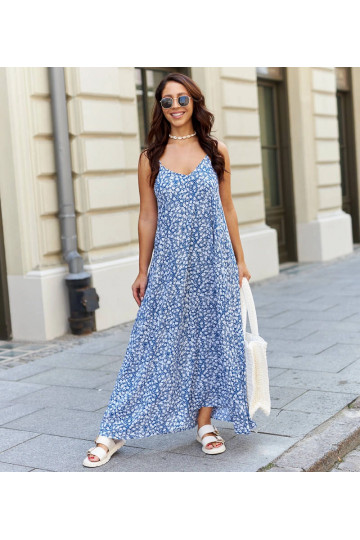 Mėlyna laisva suknelė be...