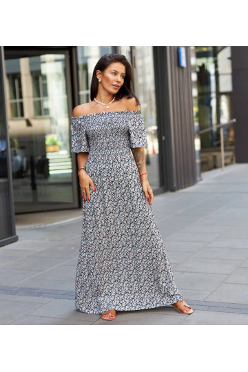 Tamsiai mėlyna gėlėta maxi... 2